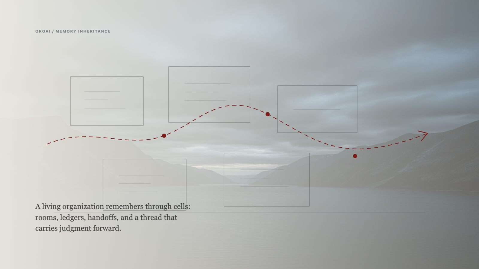 A biological cell rendered as a workstation &mdash; a human and an AI enclosed in a shared membrane, holding the same context at the same time